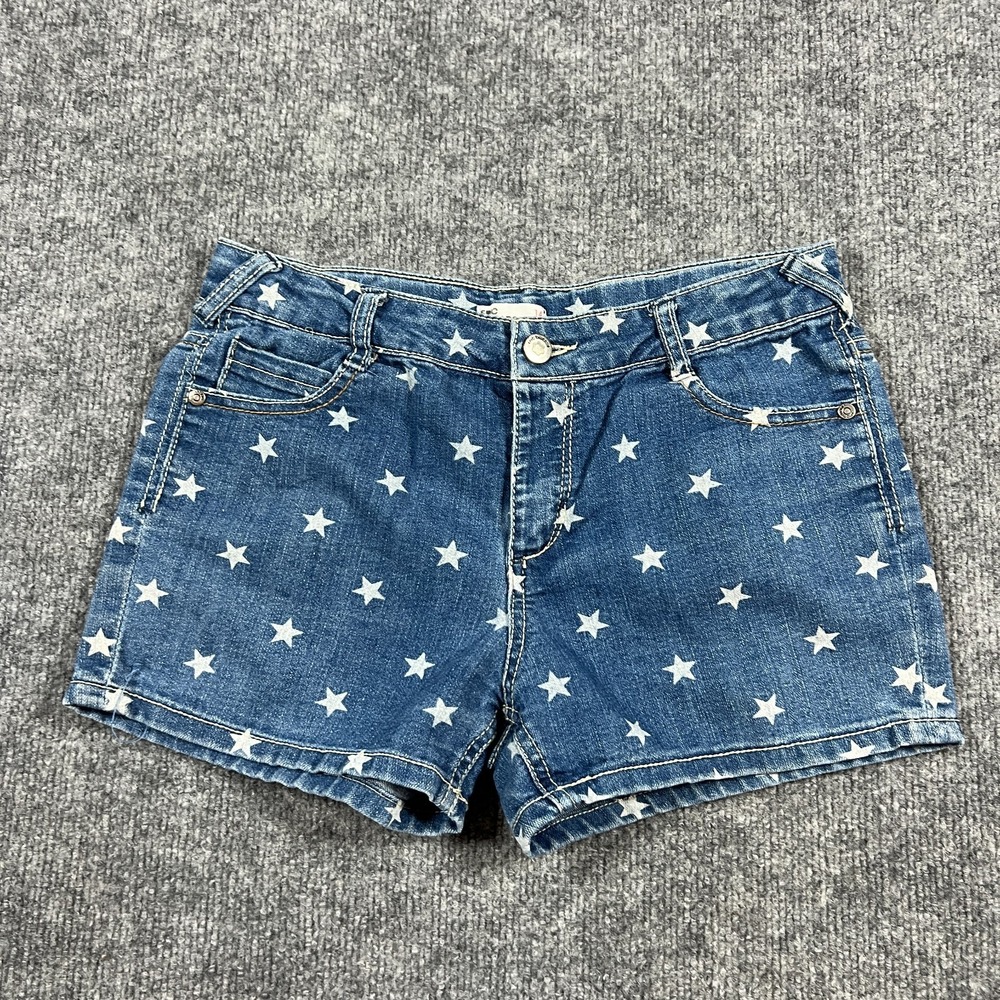 Epic Threads Mom Shorts Girls 14 Blue Denim Cotton Star Print Modern Minimalist